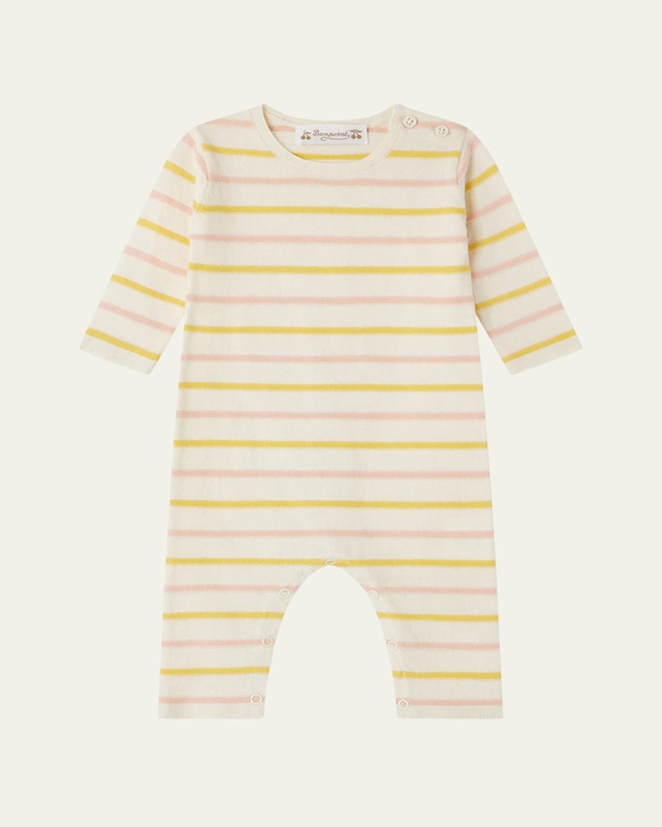 Girl's Carl Cotton Stripe Romper, 3M-18